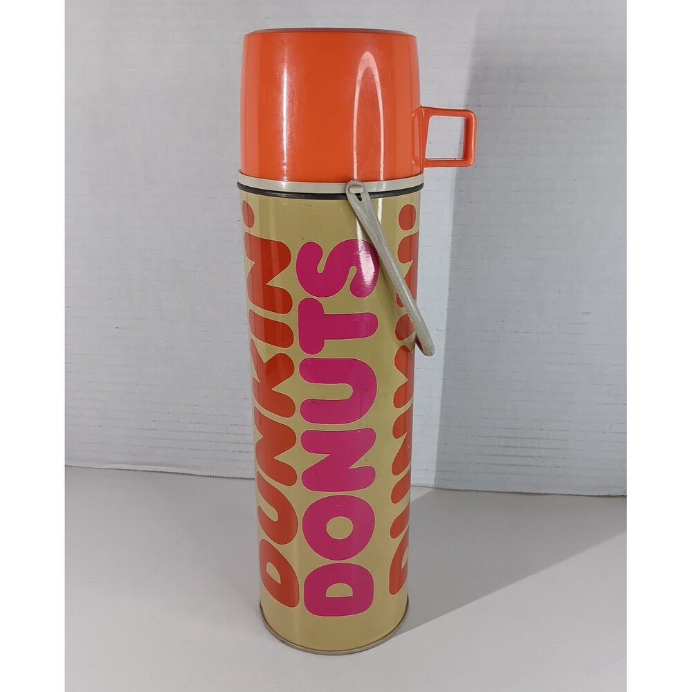 King Seeley Dunkin Donuts Metal Thermos Logo 24 oz Vtg Coffee Soup Drink USA